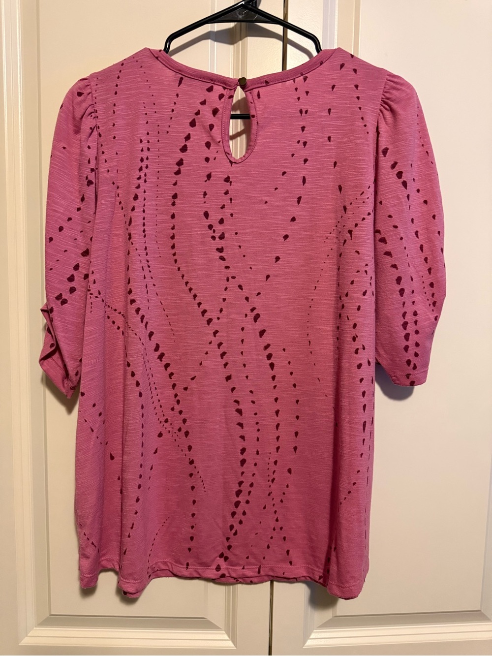 Democracy Rose Pink Puff Sleeve Cutout Top - Picture 3 of 3